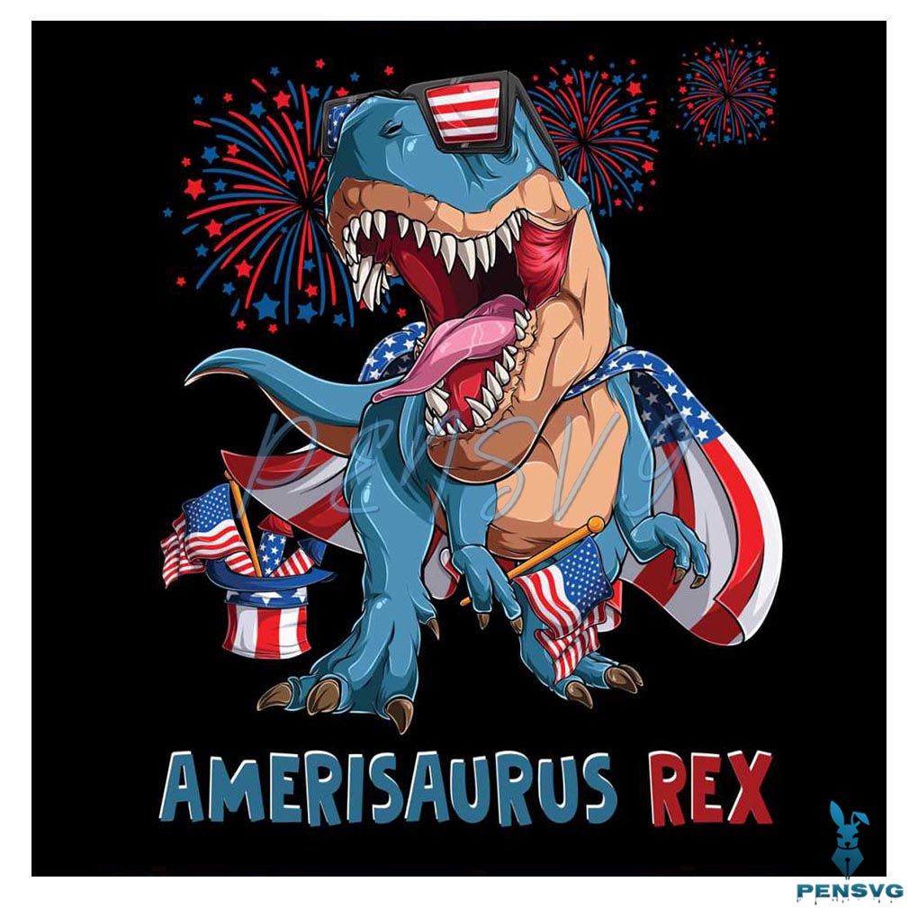 Amerisaurus Rex 4th Of July Dinosaur SVG Graphic Design Files