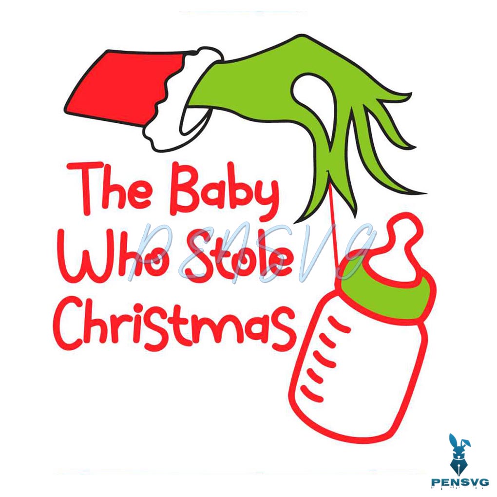 Baby Who Stole Christmas Milk Bottle SVG