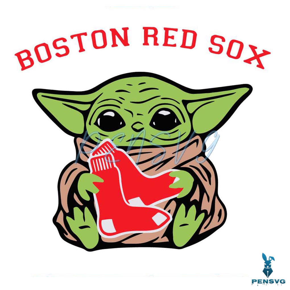 Baby Yoda Hug Logo Boston Red Sox SVG Digital Cricut File