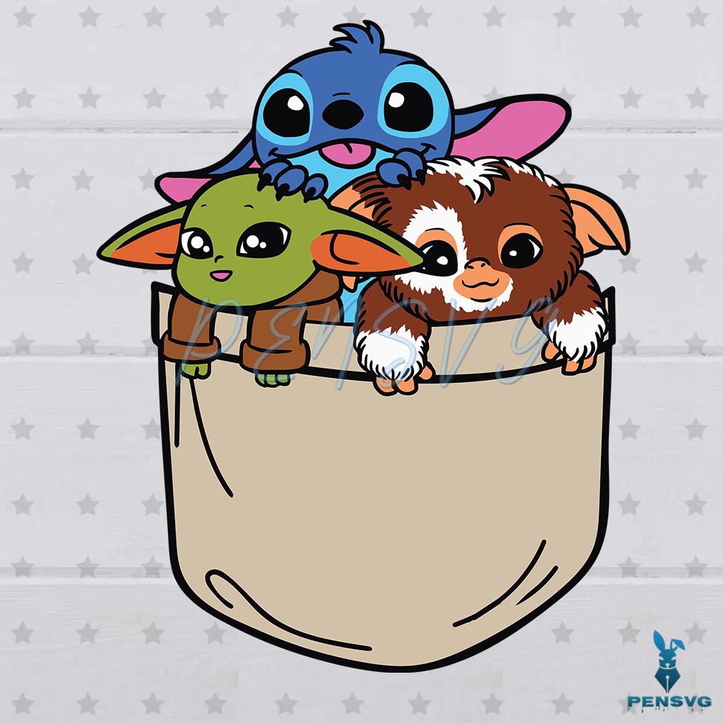 Baby Yoda Stitch Gizmo In A Pocket Art SVG Digital File