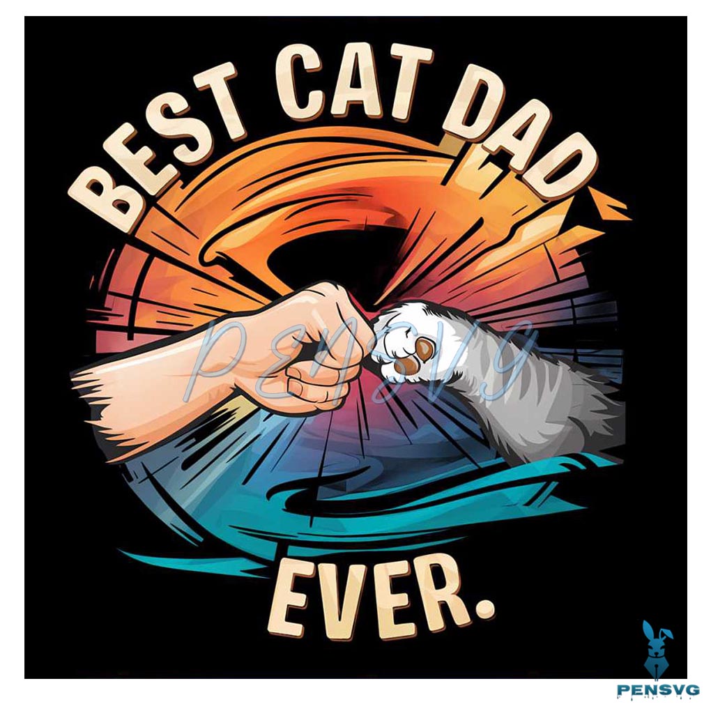 Best Cat Dad Ever Cat Paw PNG