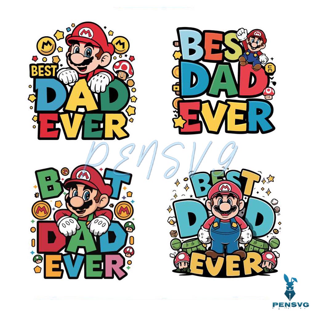 Best Dad Ever Super Mario SVG Bundle