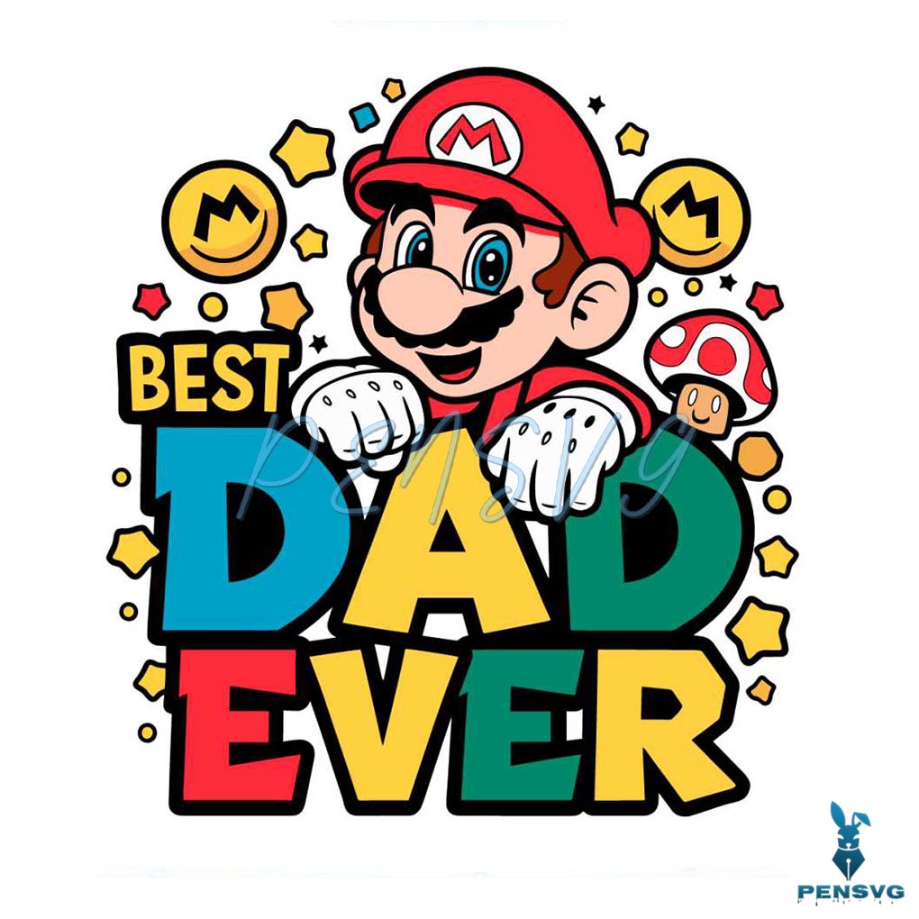 Best Dad Ever Super Mario SVG