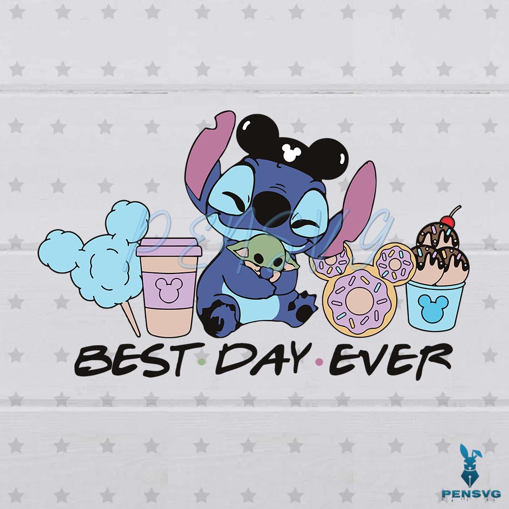 Best Day Ever Stitch Baby Yoda SVG Digital File