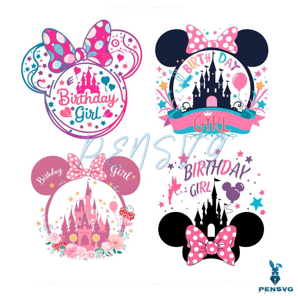 Birthday Girl Disney Minnie Mouse SVG PNG Bundle