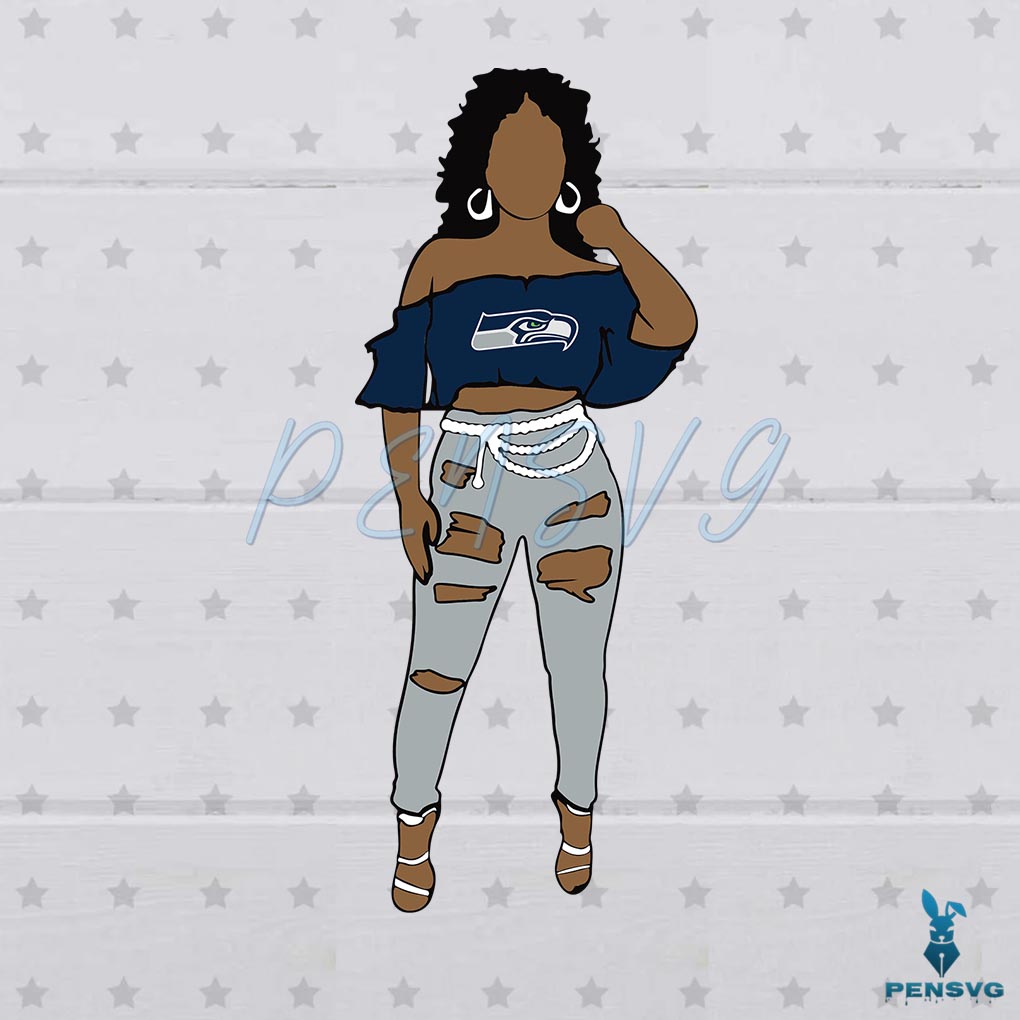 Black Girl Seattle Seahawks NFL SVG Cutting Digital Files