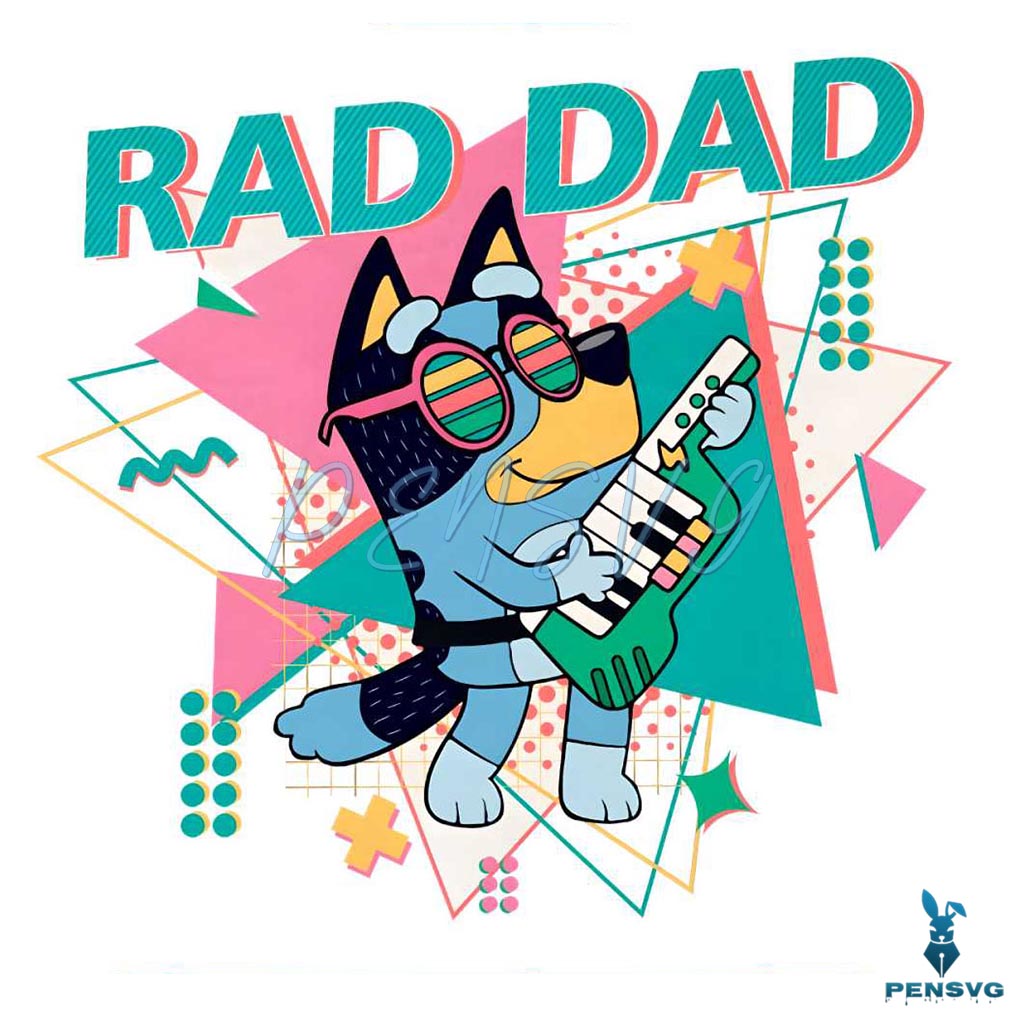 Bluey Bandit Rad Dad Guitar PNG