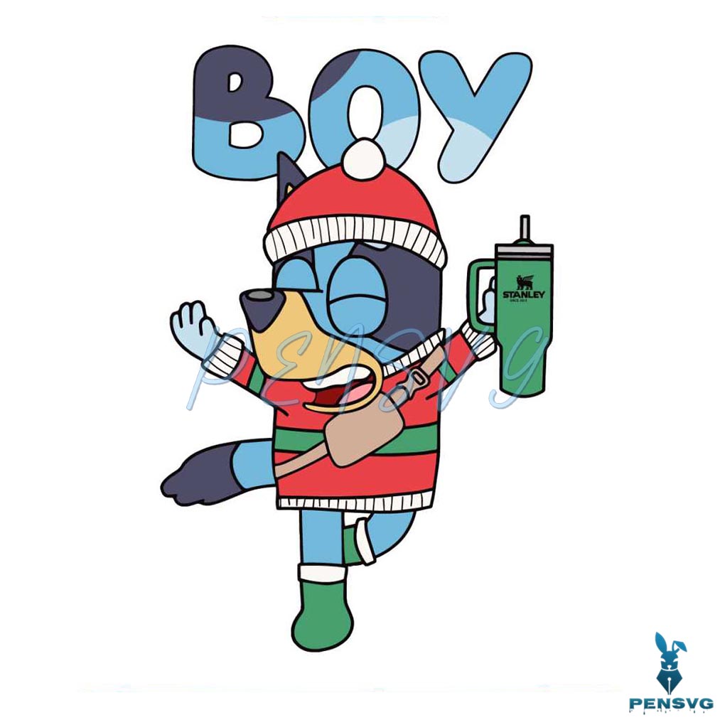 Bluey Boy Christmas Stanley Tumbler SVG Digital Cricut File