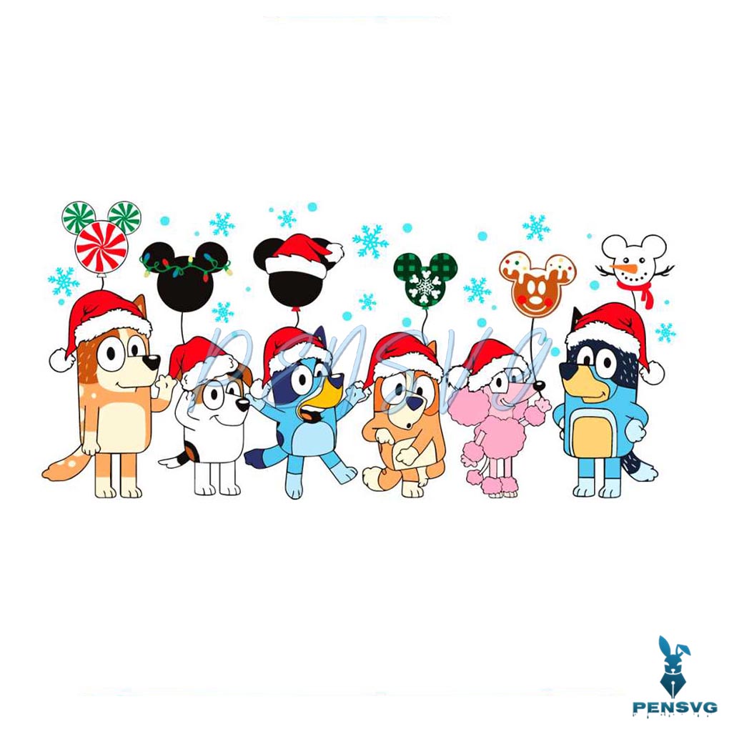 Bluey Characters Christmas Mickey Balloons SVG Cricut Files