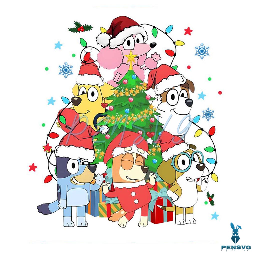 Bluey Family Merry Christmas PNG