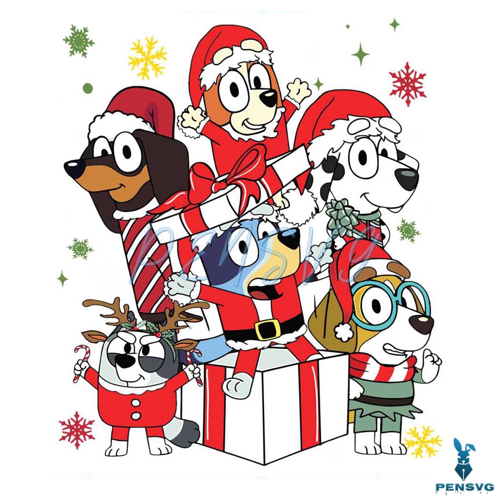 Bluey Friends Christmas Family SVG