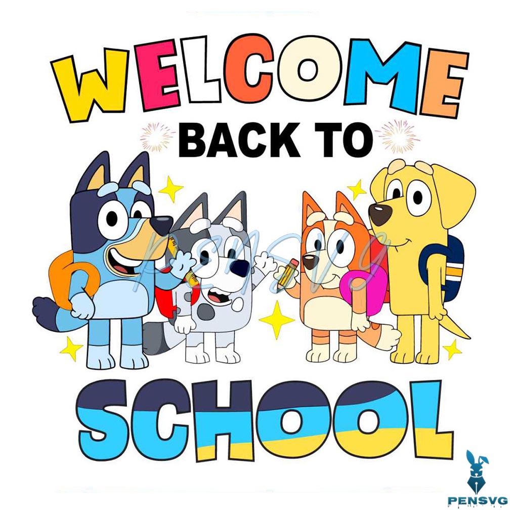 Bluey Friends Welcome Back To School Png
