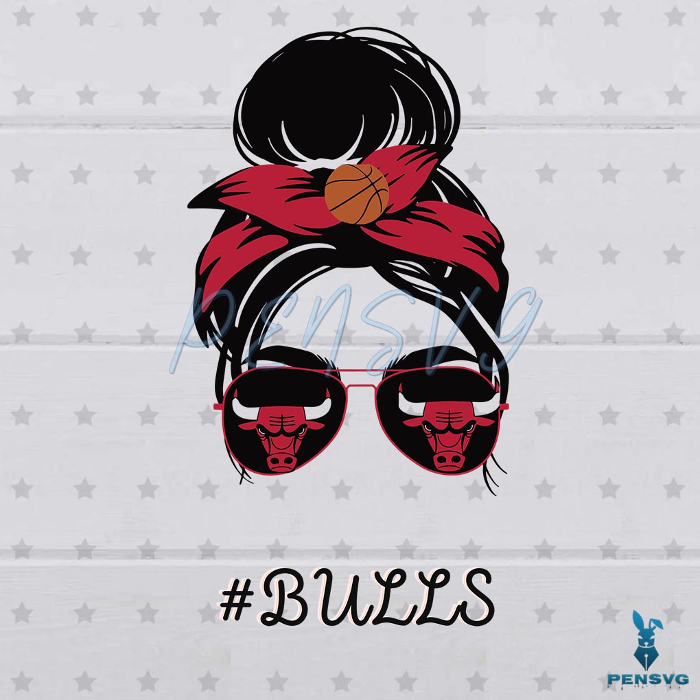 Bulls Messy Bun Bulls NBA Teams SVG Digital File, Chicago Bulls Svg