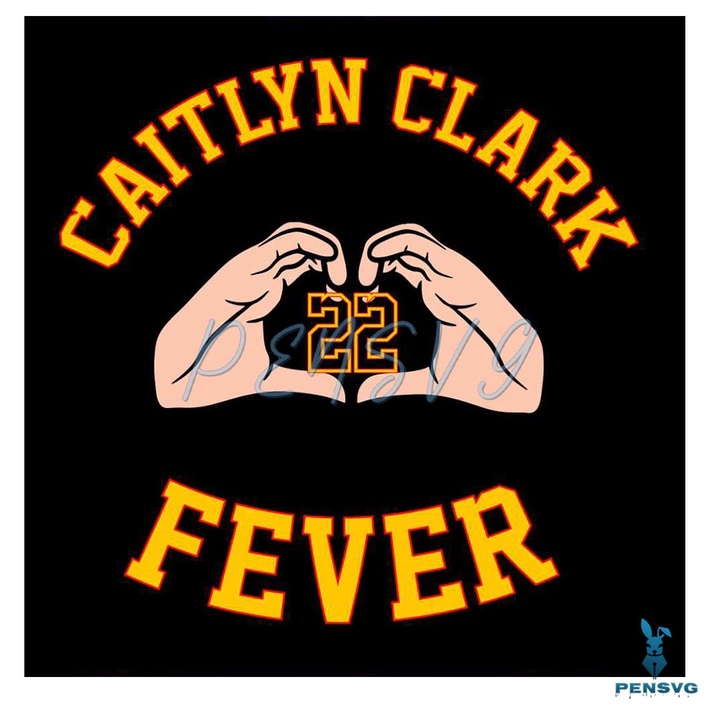 Caitlin Clark Fever 22 Heart Hand SVG