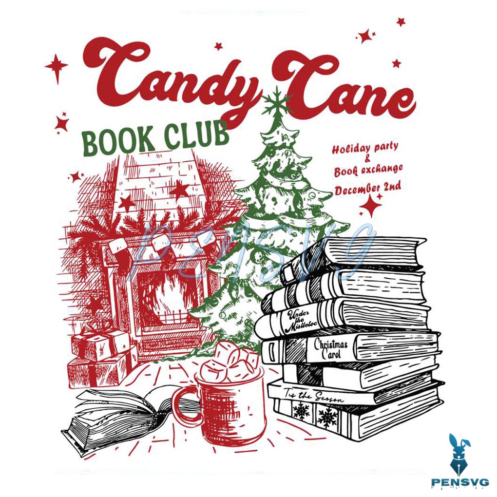 Candy Cane Book Club Christmas SVG