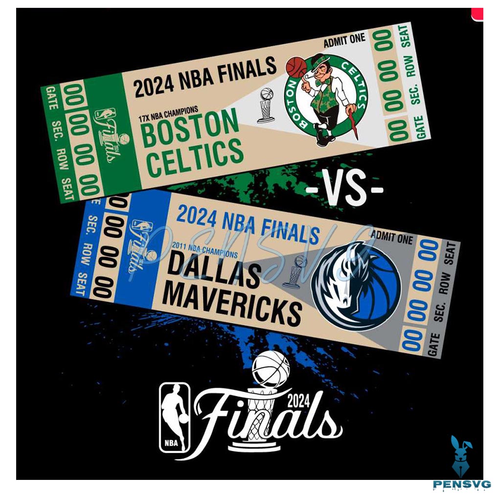 Celtics Mavericks 2024 NBA Finals Dueling Ticket SVG