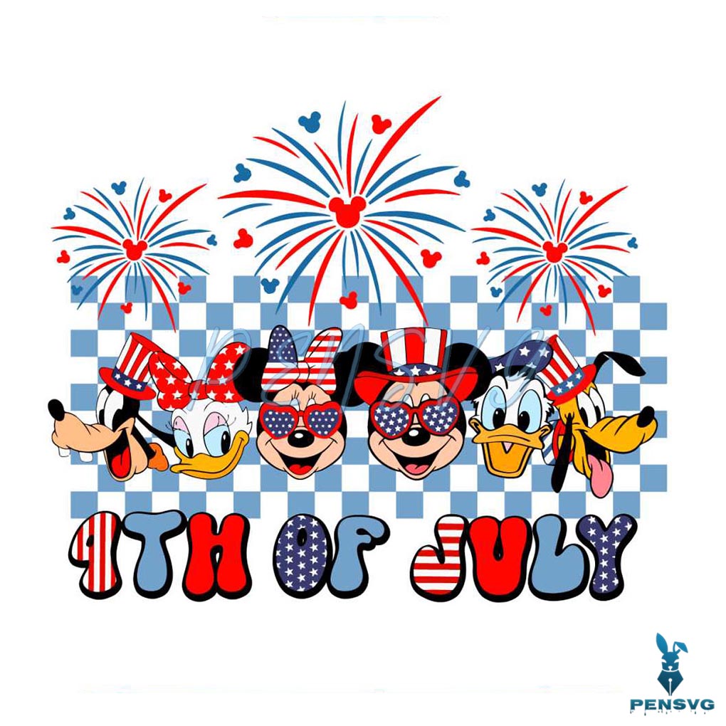 Checkered Disney Mickey And Friends 4th Of July SVG