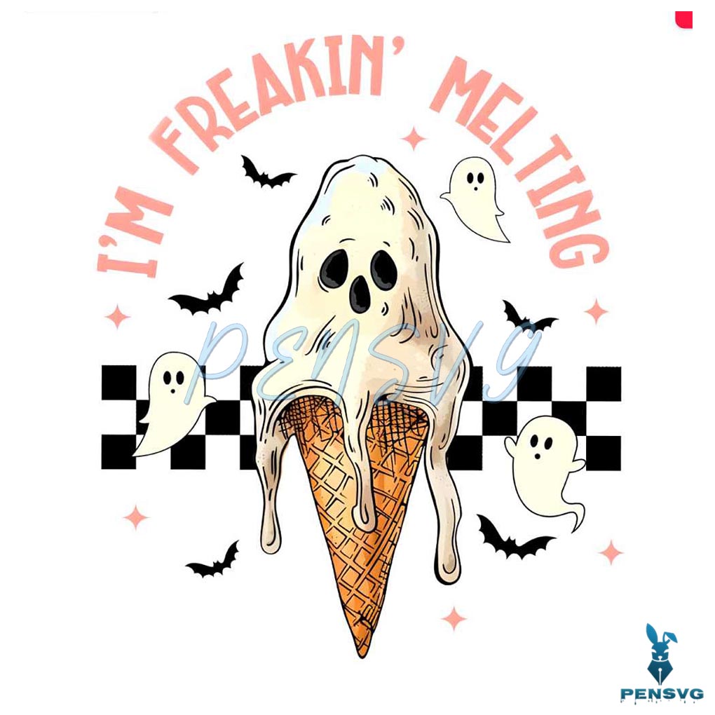 Checkered Im Freakin Melting Ghost Ice Cream PNG