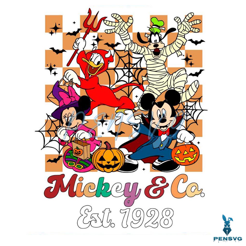 Checkered Mickey And Co Est 1928 PNG