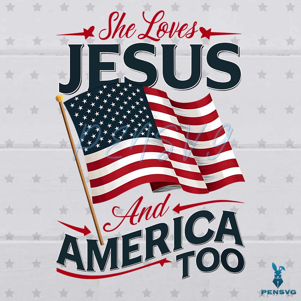 Christian 4th Of July Loves Jesus And America Too PNG