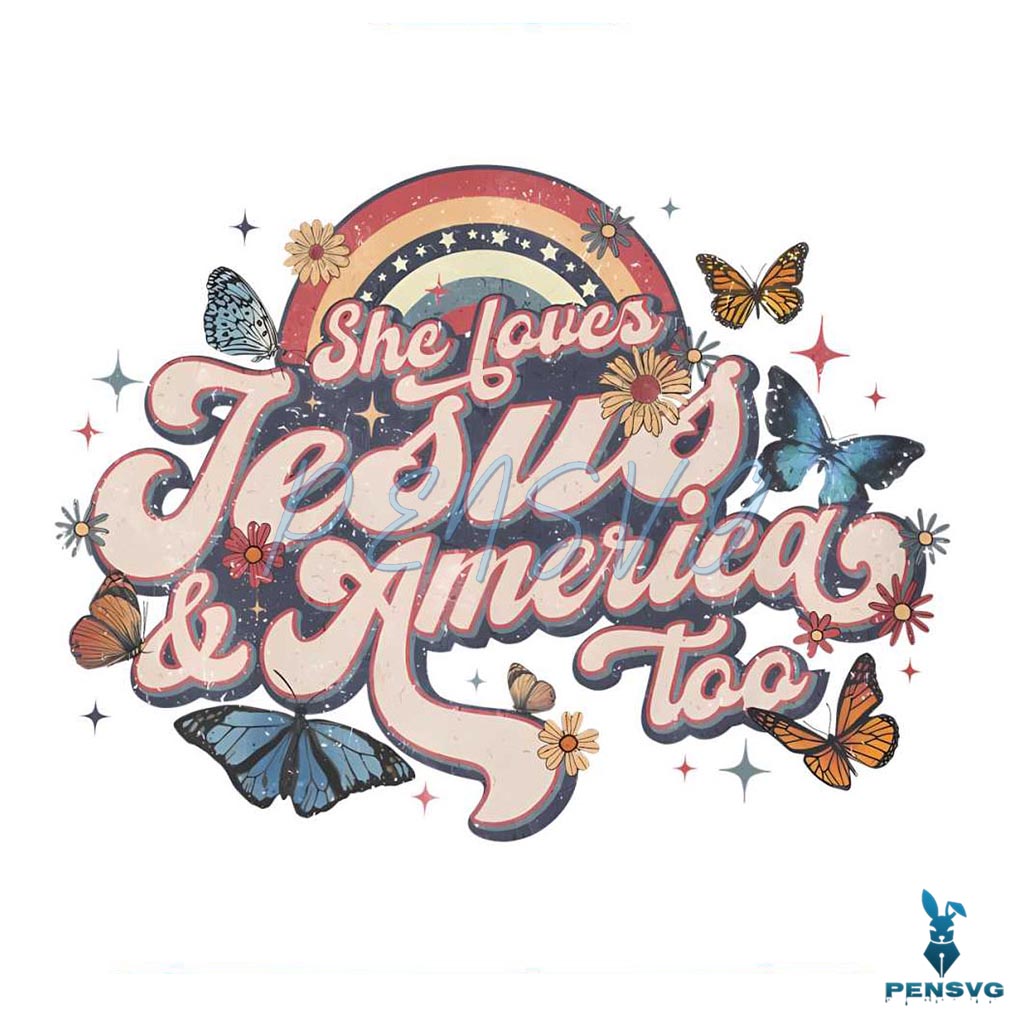 Christian 4th of July She Loves Jesus And America Too PNG