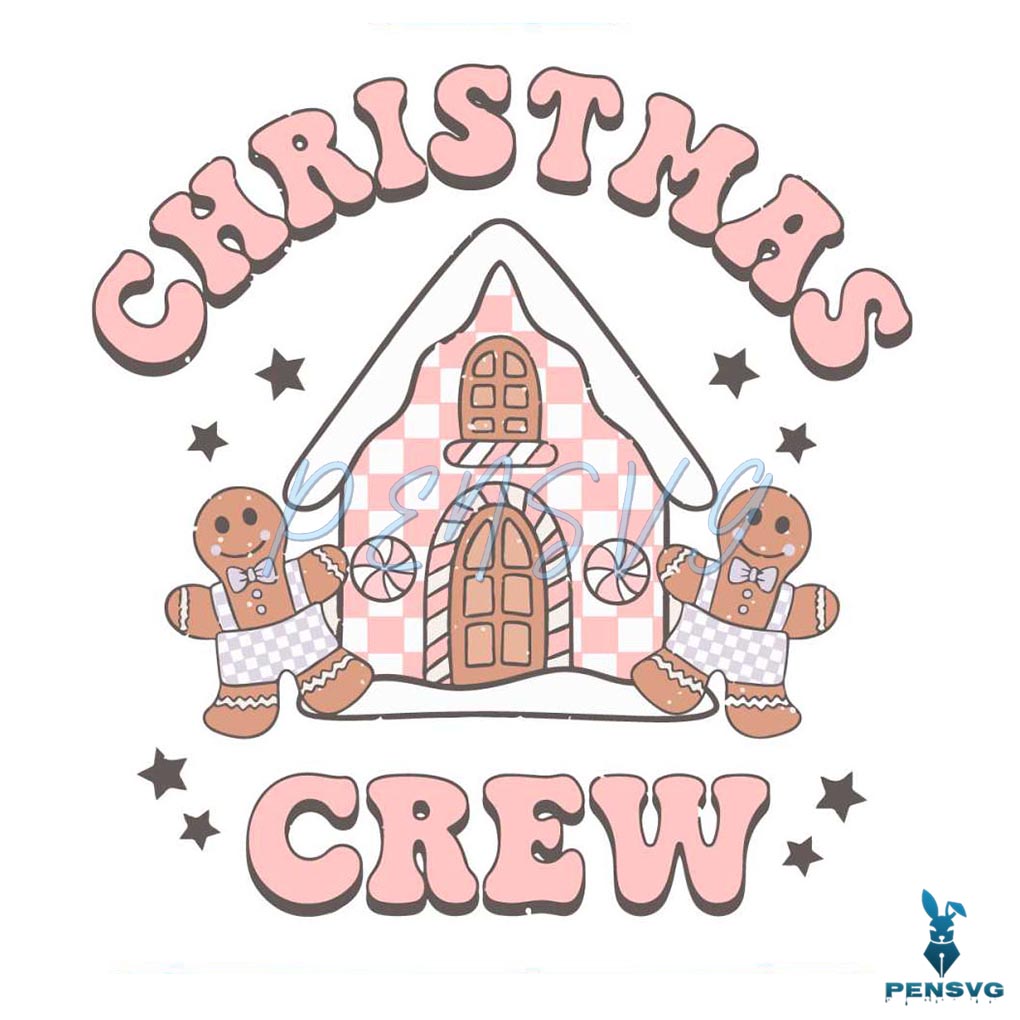 Christmas Crew Pink Gingerbread House SVG