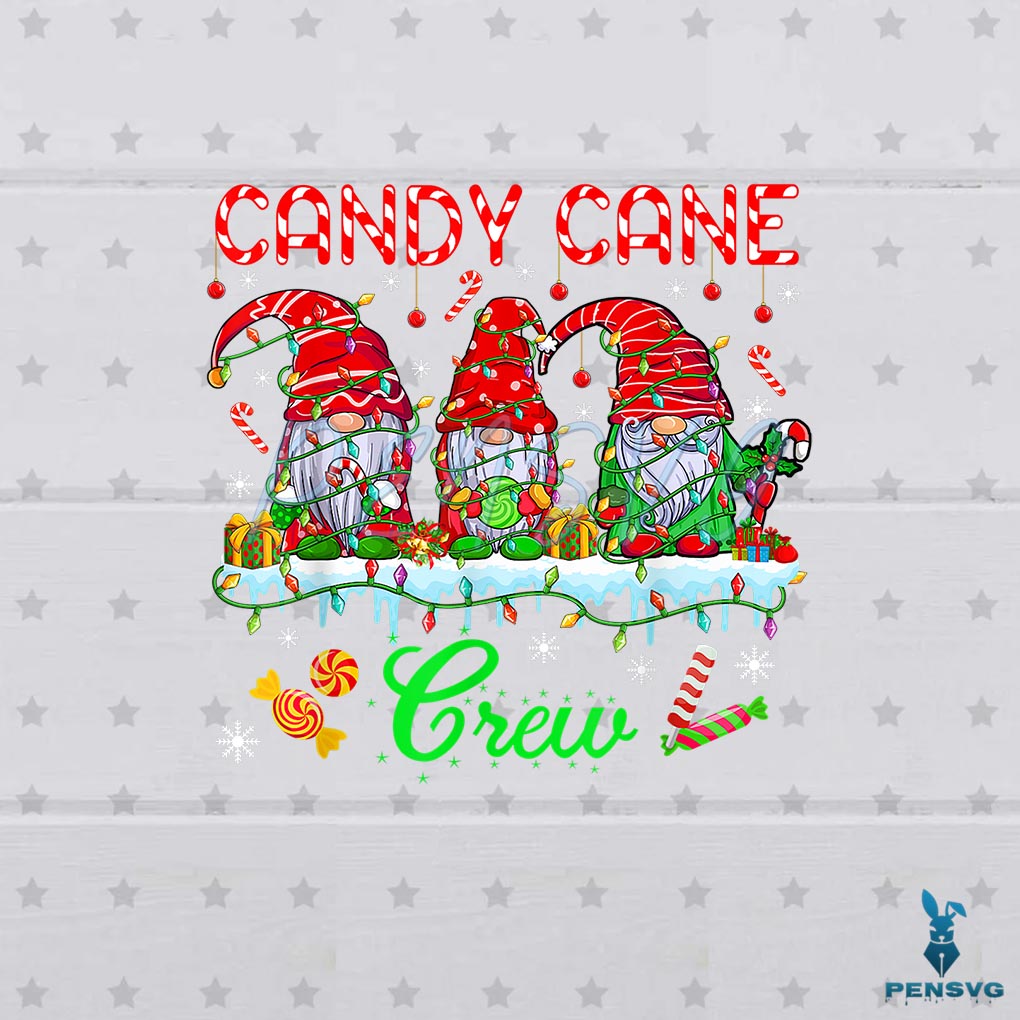 Christmas Gnomes Candy Cane Crew PNG Cutting Sublimation Files