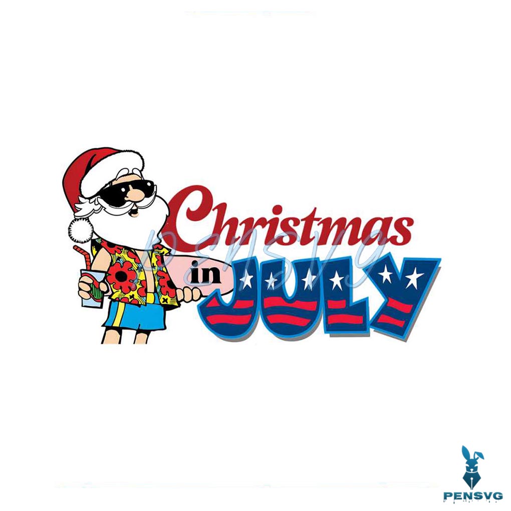 Christmas In July Tropical Santa At The Beach PNG Silhouette File