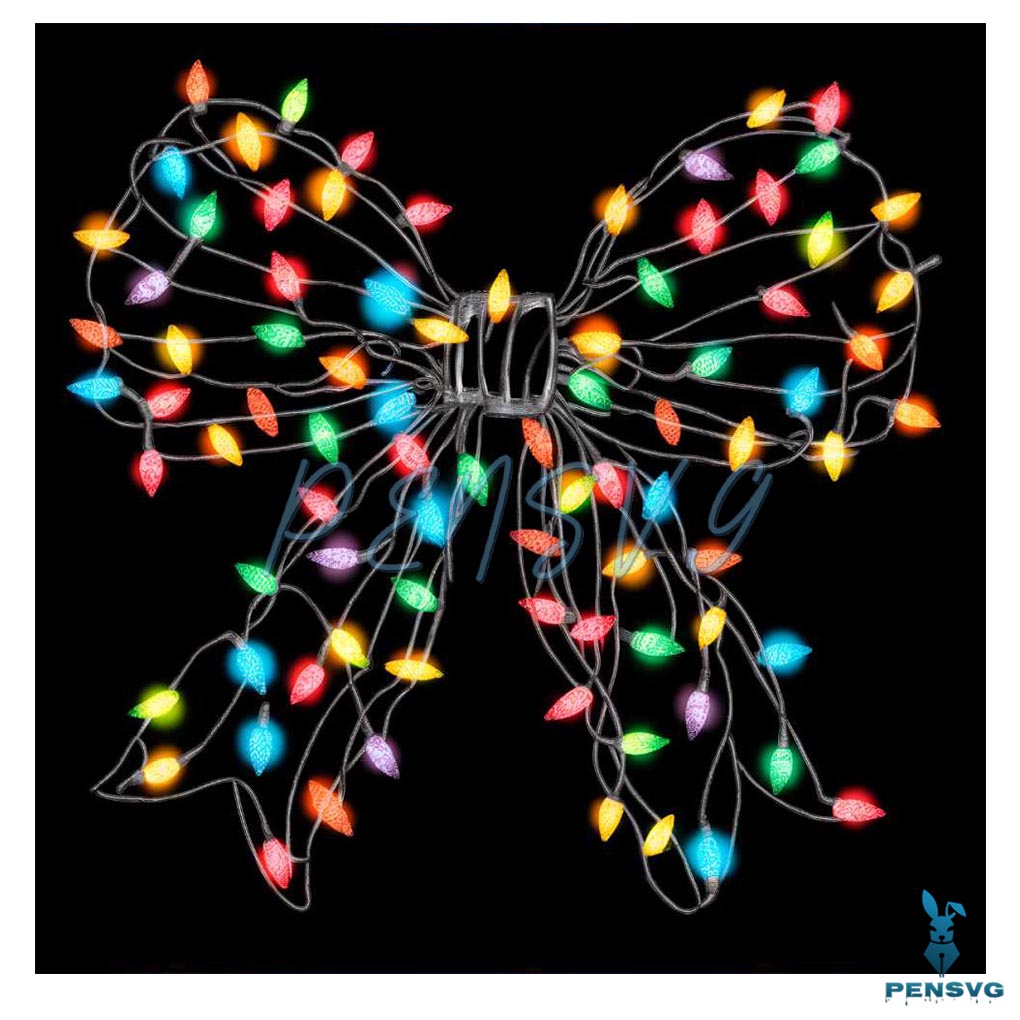Christmas Light Coquette Bow Png