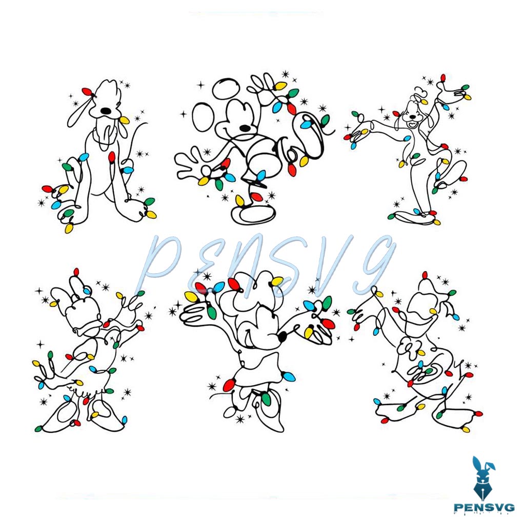 Christmas Lights Character Mickey And Friend SVG Bundle