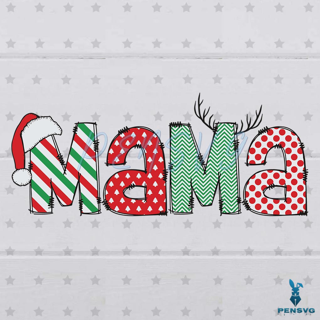 Christmas Mama SVG Retro Design Mama Claus Cutting Digital Files