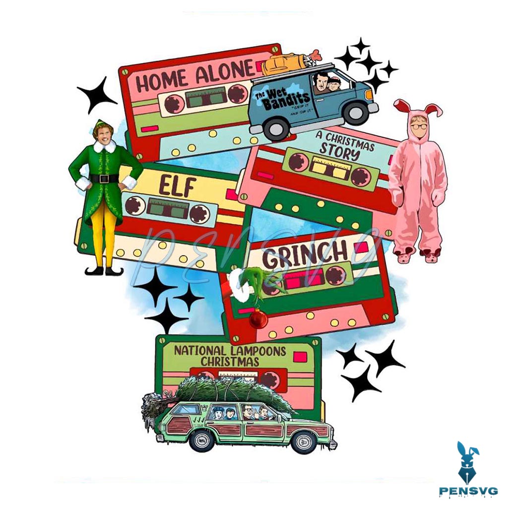 Christmas Movie Cassette Type Grinch ELF PNG Download