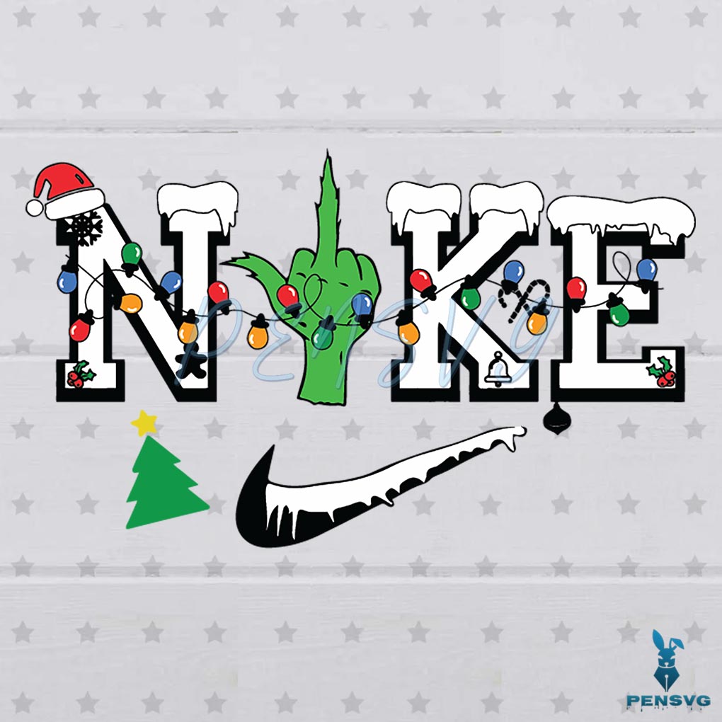 Christmas Nike Logo Grinch Hand Svg Graphic Designs Files