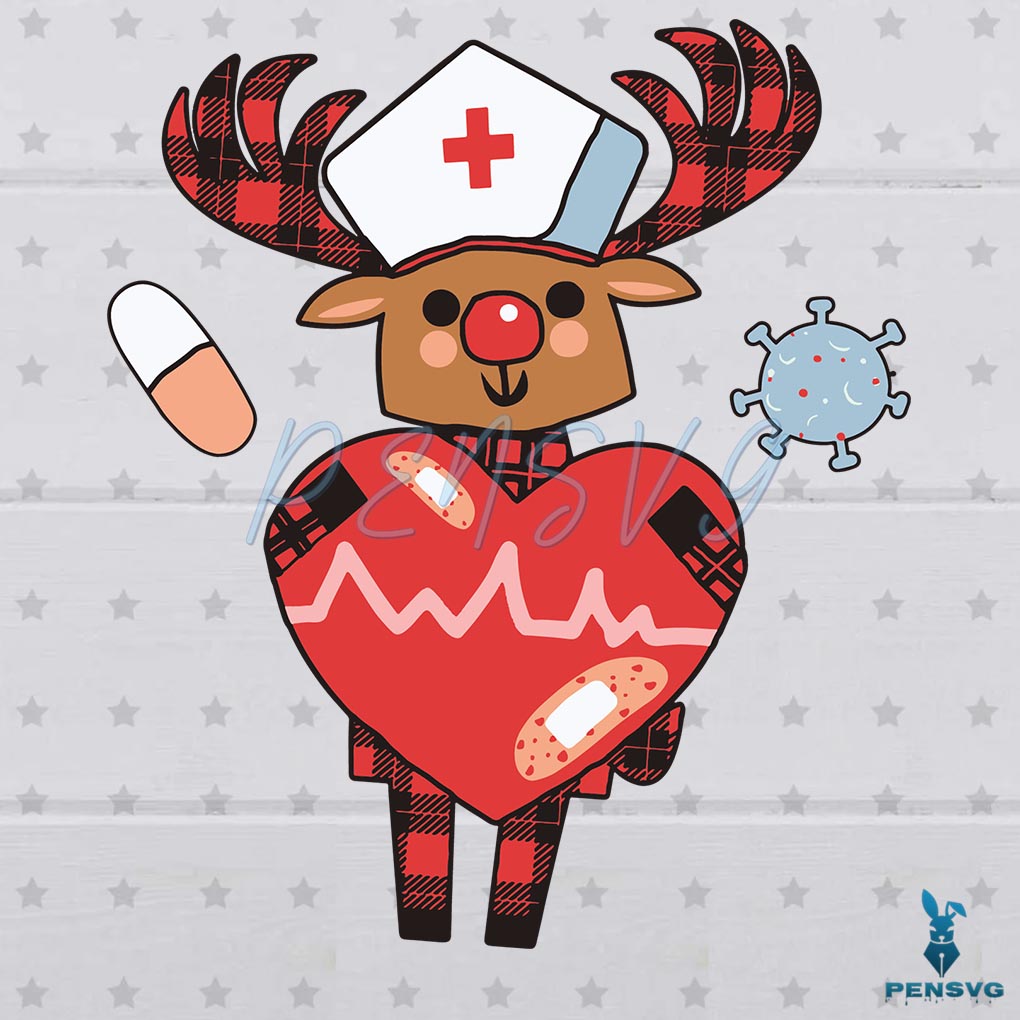 Christmas Nurse Reindeer Heart Best Design SVG Digital Files