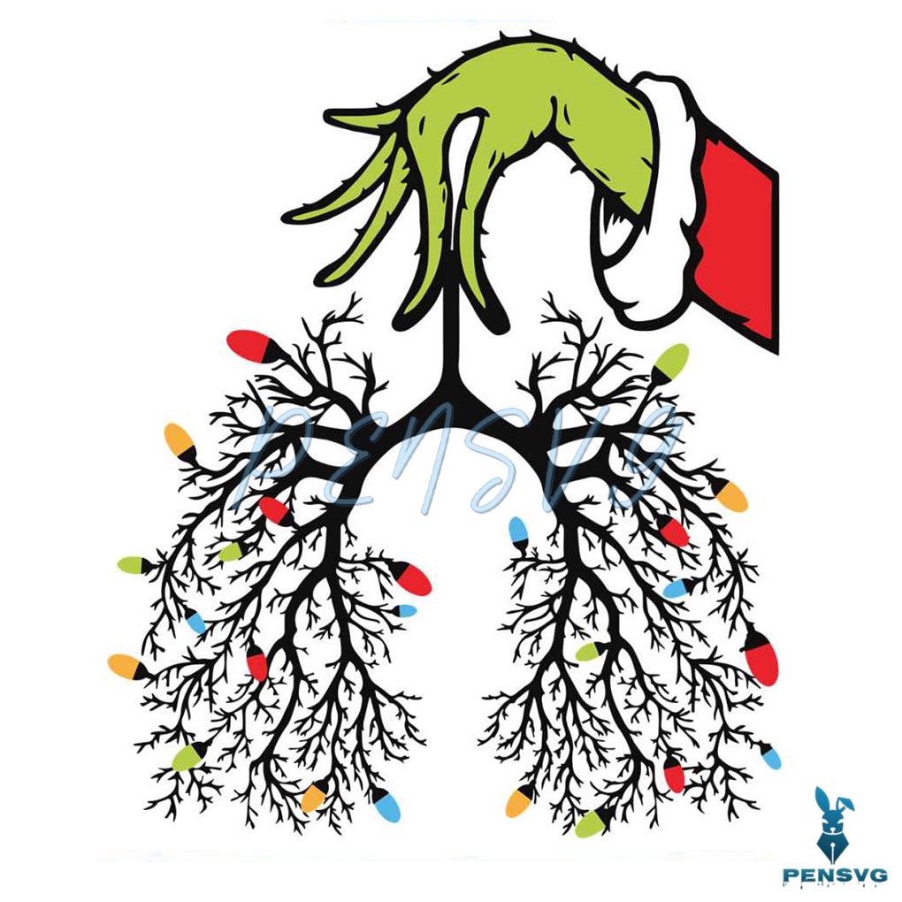 Christmas Nurse Respiratory Therapist Grinch Hand SVG File