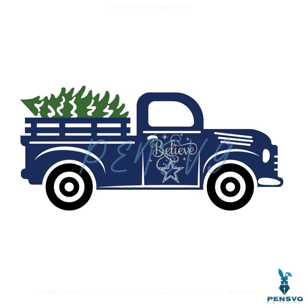 Christmas Tree Truck Believe Dallas Cowboys SVG