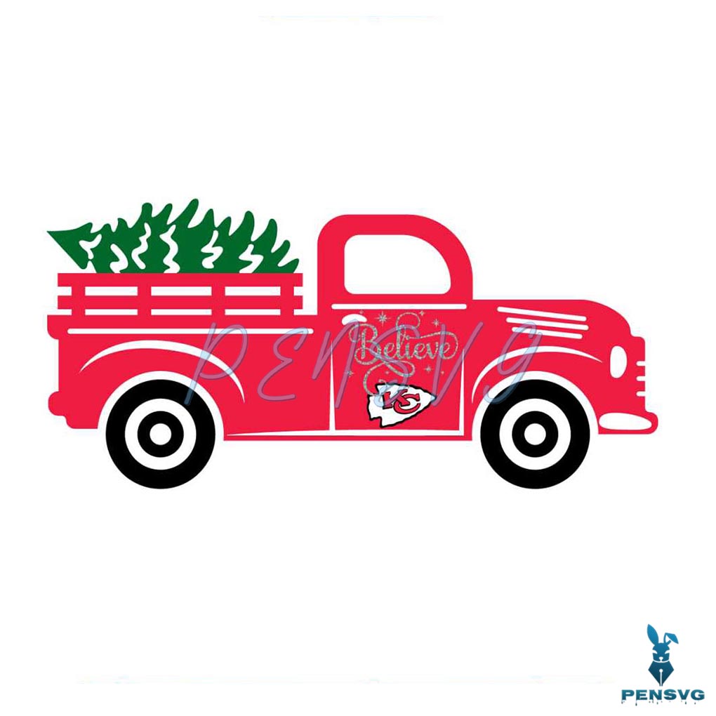 Christmas Tree Truck Believe Kansas City Chiefs Logo Svg