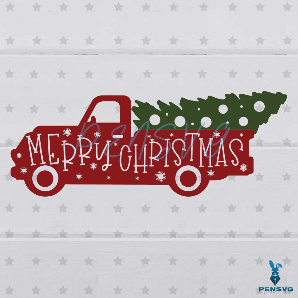Christmas Tree Truck Merry Christmas SVG Graphic Design File