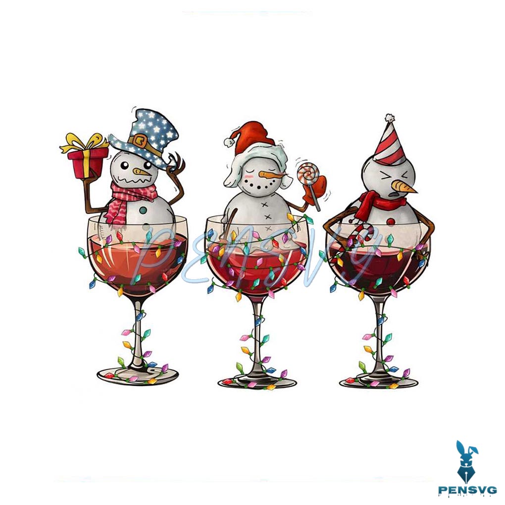 Christmas Wines Snowman Cocktails PNG Download