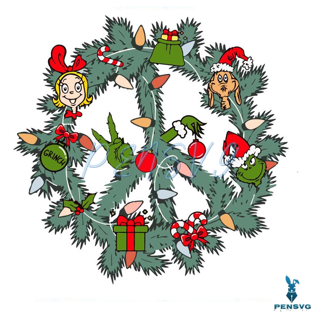 Christmas Wreath Grinch Friends SVG