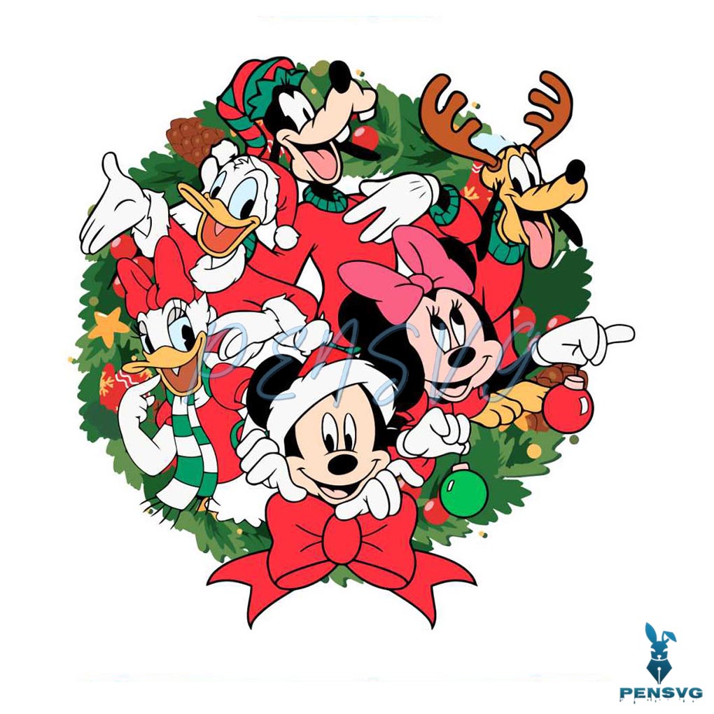 Christmas Wreath Mickey And Friends SVG
