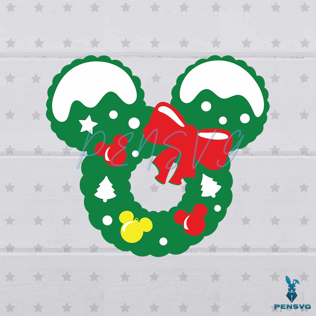 Christmas Wreath Mouse Heads SVG 2022 Holiday Decor Cutting Files