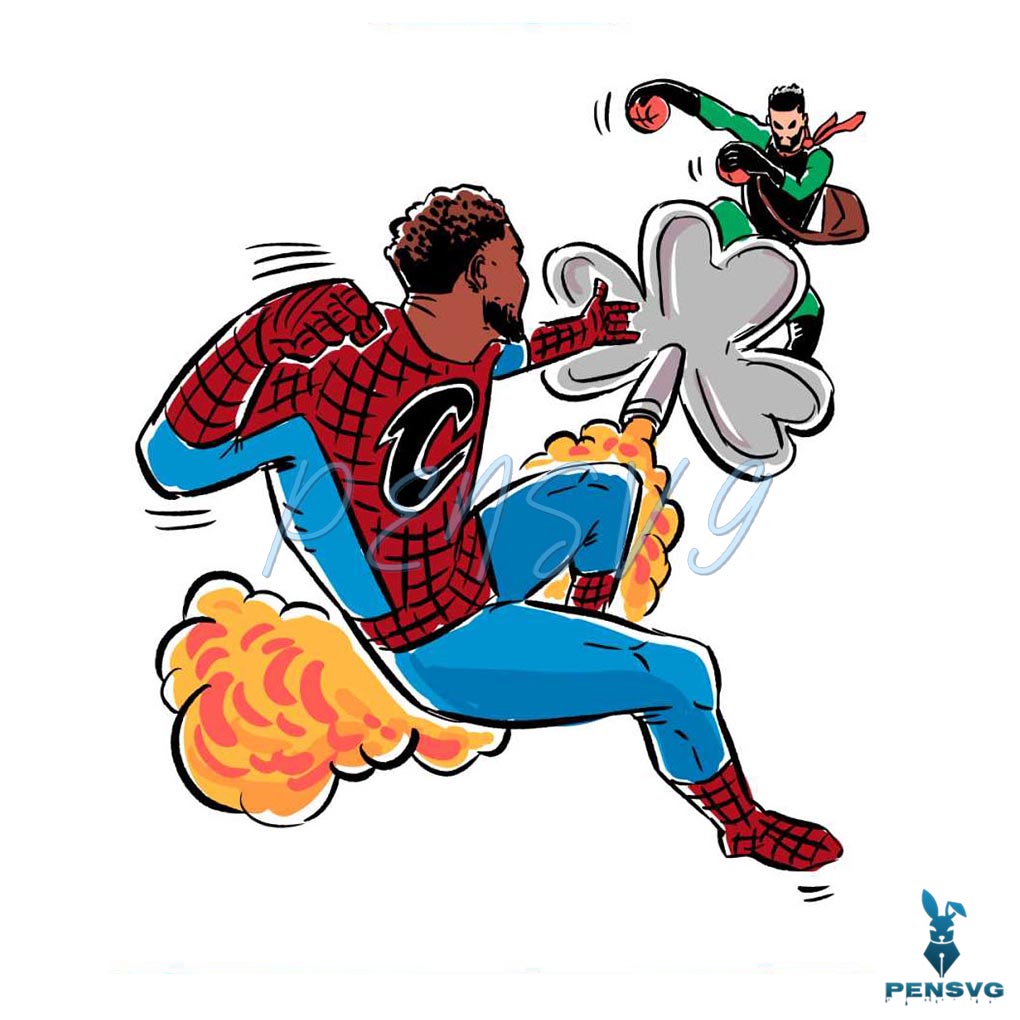 Cleveland Cavaliers Spider Man vs Boston Celtics SVG