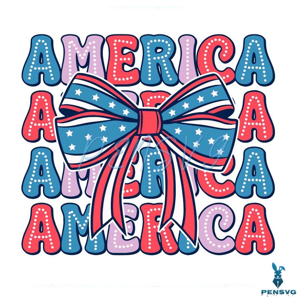 Coquette 4th Of July America Ribbon Bow SVG