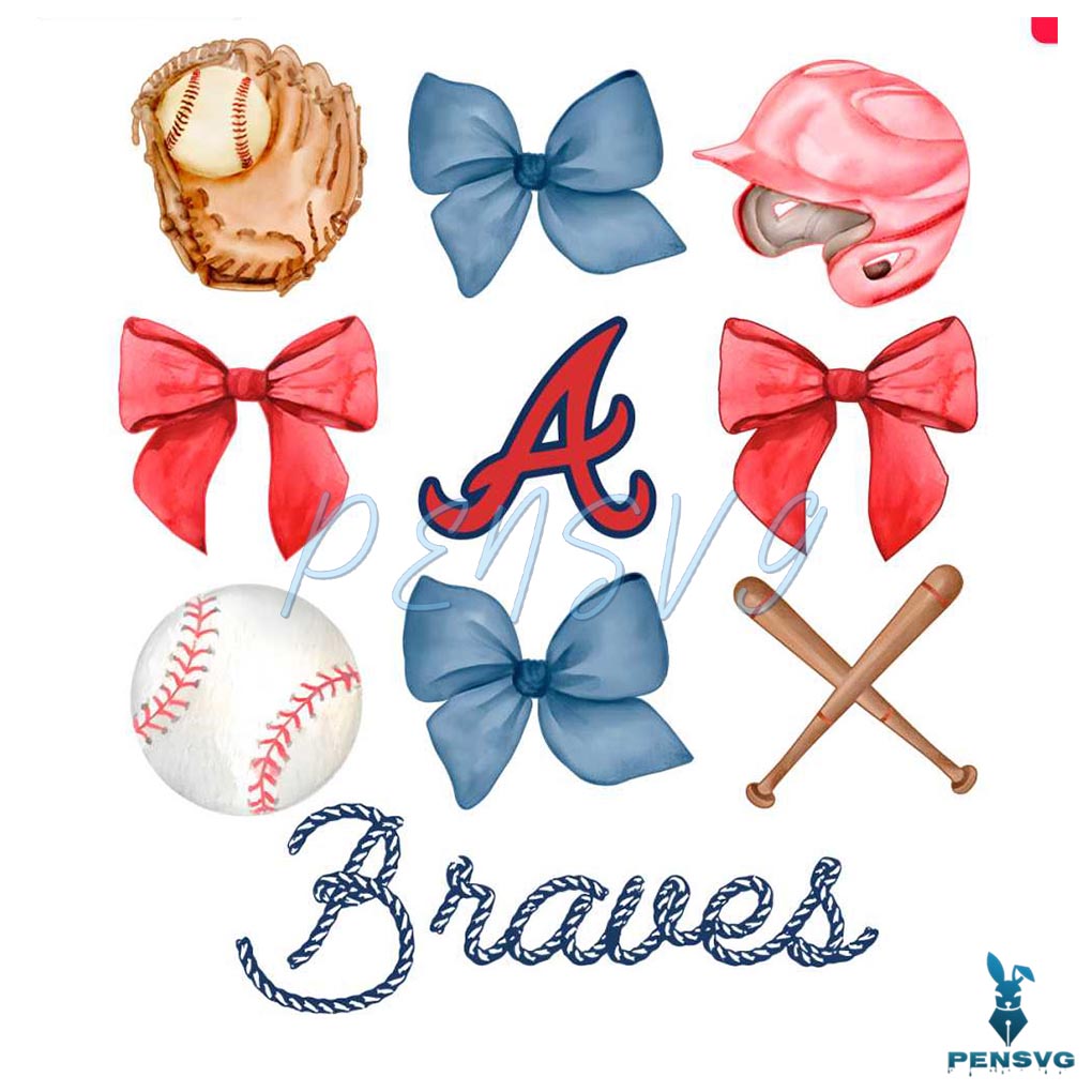 Coquette Atlanta Braves Bow Baseball PNG