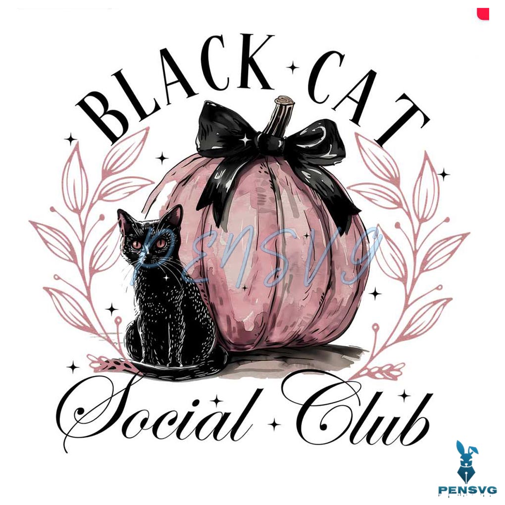 Coquette Black Cat Social Club Pumpkin PNG