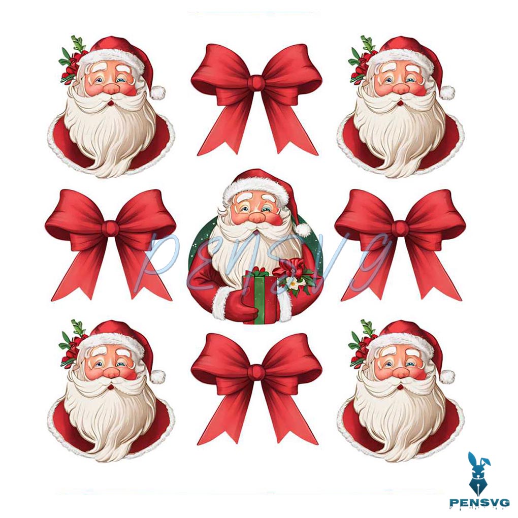 Coquette Christmas Bow Santa Png