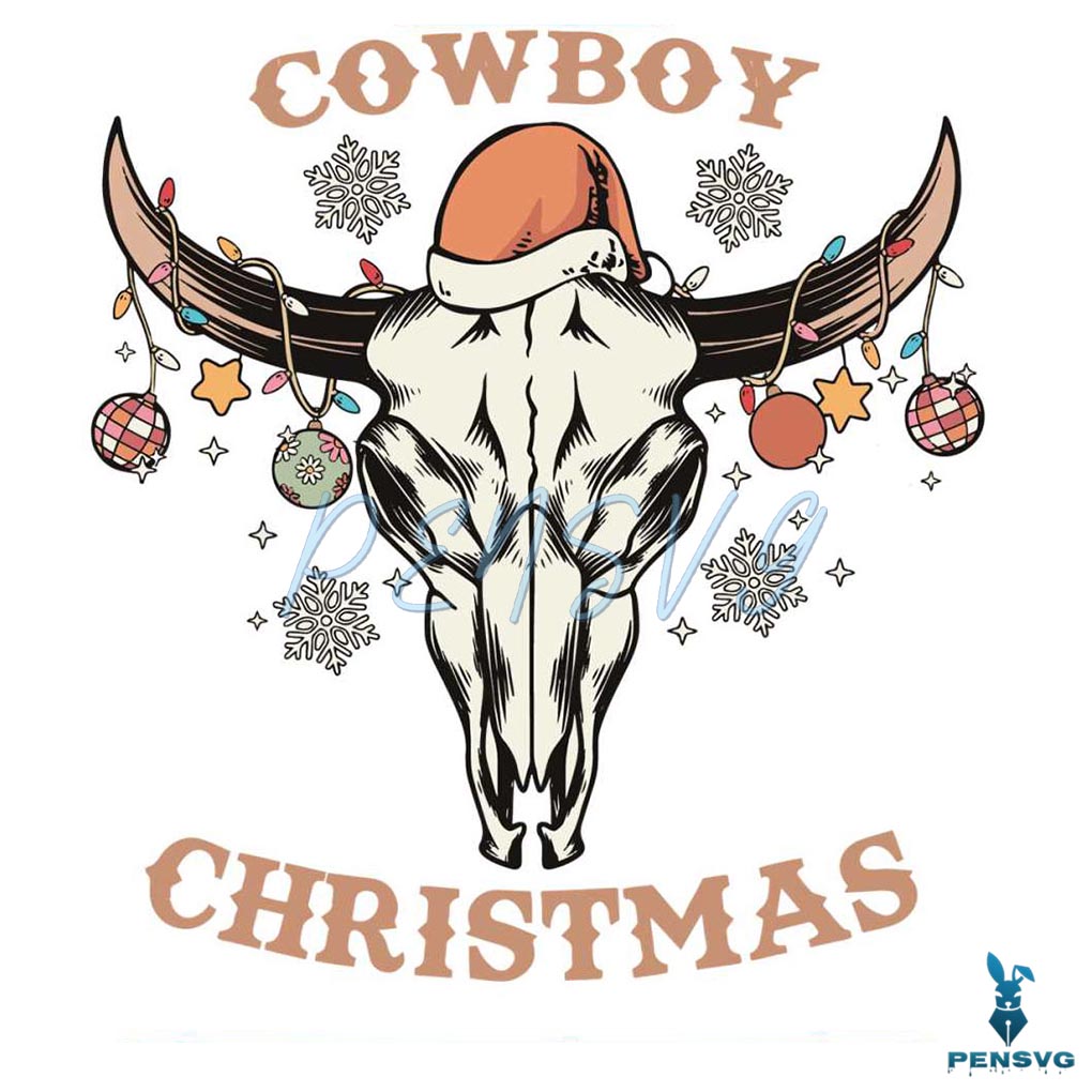 Cowboy Christmas Country Cow SVG