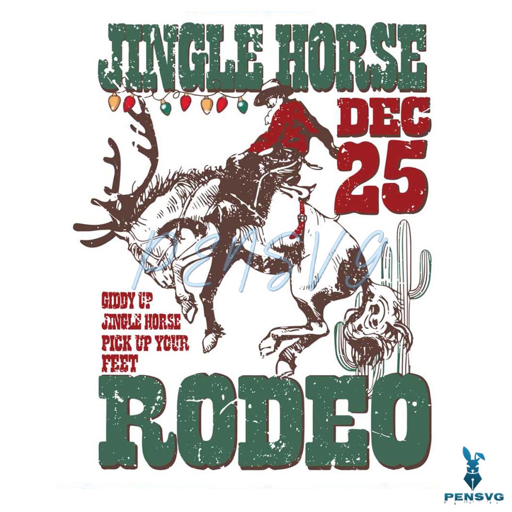 Cowboy Christmas Giddy Up Jingle Horse Rodeo SVG File