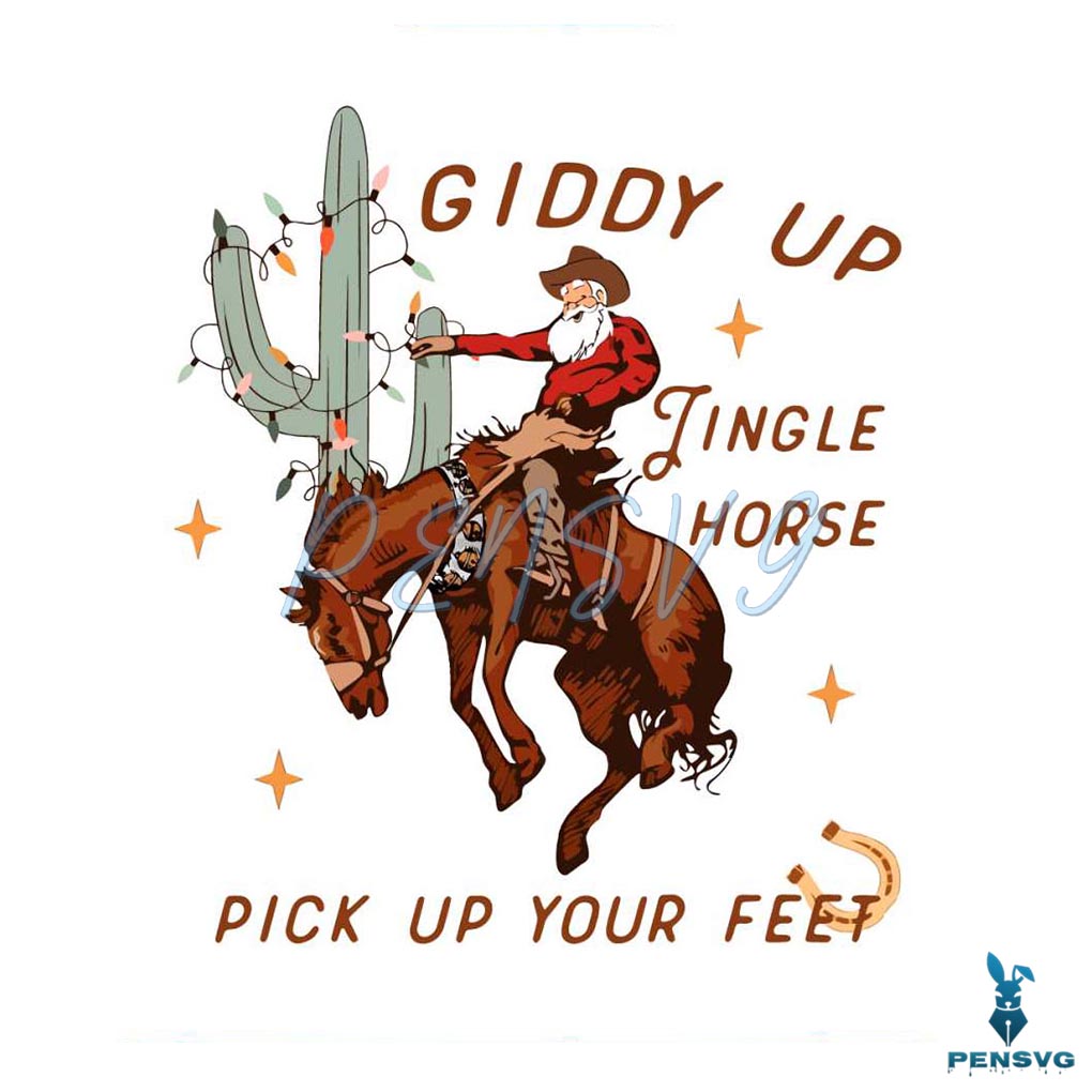 Cowboy Christmas Giddy Up Jingle Horse SVG File For Cricut